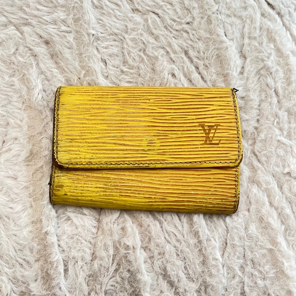 Louis Vuitton Epi 6 Key Holder Card Case Yellow LV Leather